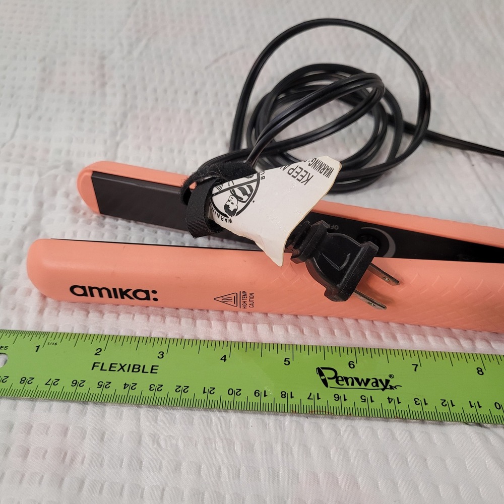 Amika AM5570 Ceramic Hair Straightener Pink 1 Inch Floating Plates 140-450F